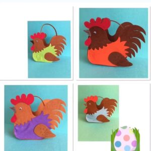 Cestas gallinas de fieltro pascua