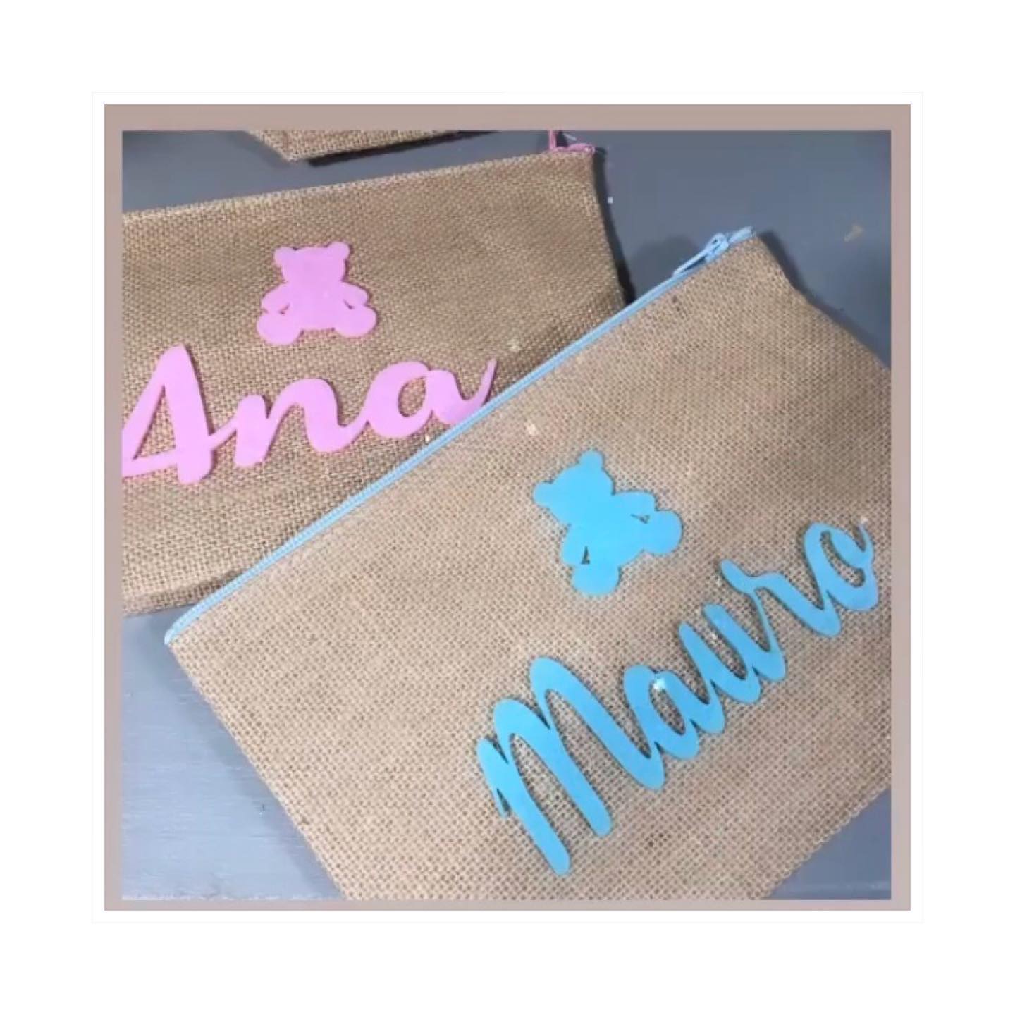 Neceser de yute natural con placa de madera o diseño - Imagen 3