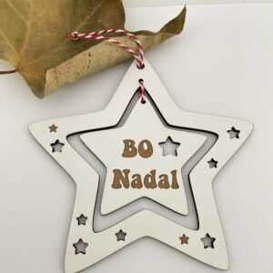 Estrella doble grande de madera