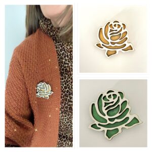 Broches flor madera