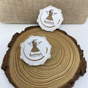 Broche pandereta grabada gallega